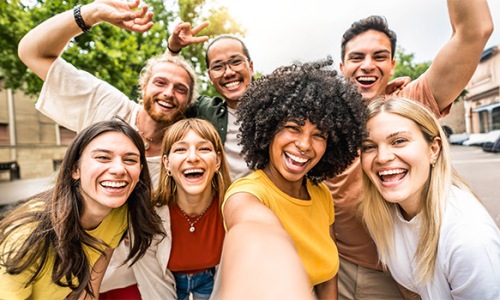 a group of friends posing for a picture